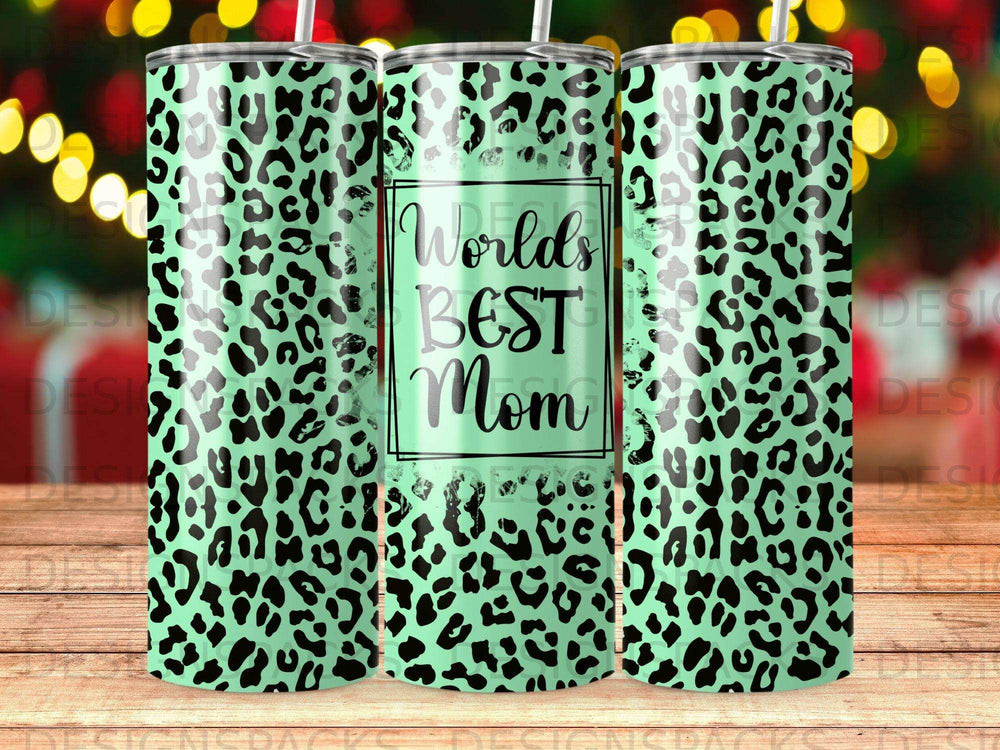 Mint Leopard Worlds Best Mom Tumbler product type