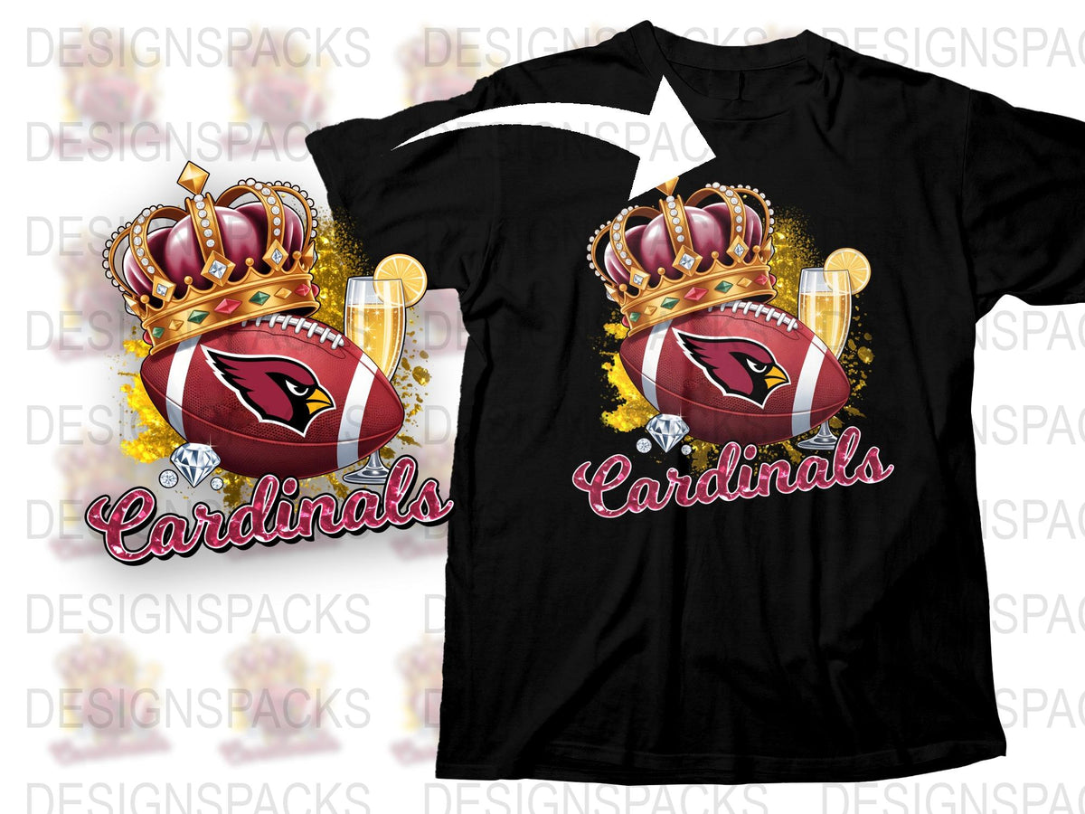 Arizona Cardinals Inspired T-Shirt, Sports Fan Football Crown Graphic Tee, Casual Unisex Apparel