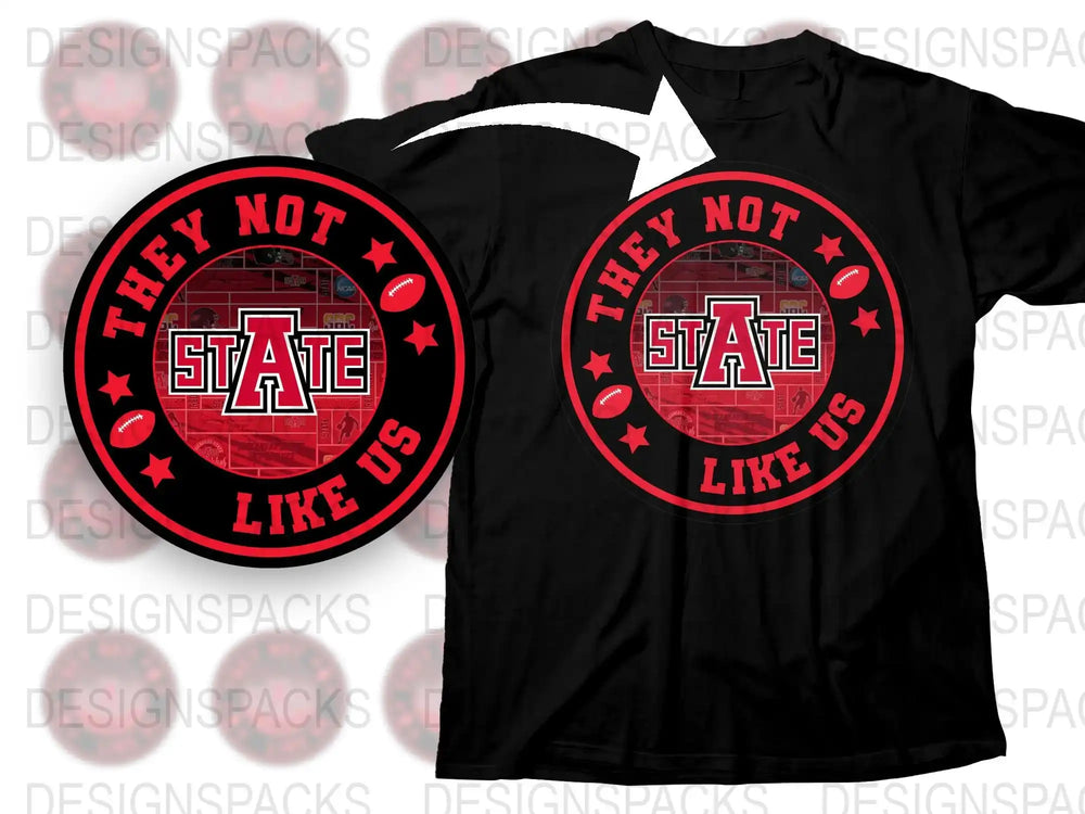 'They Not Like Us' Bold Red and Black State Graphic T-Shirt, Unisex Sports Fan Tee, Casual Apparel