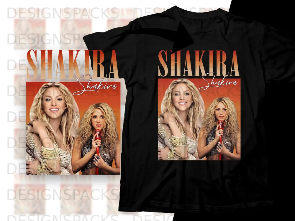 Shakira performing on stage, wearing a sparkling top.