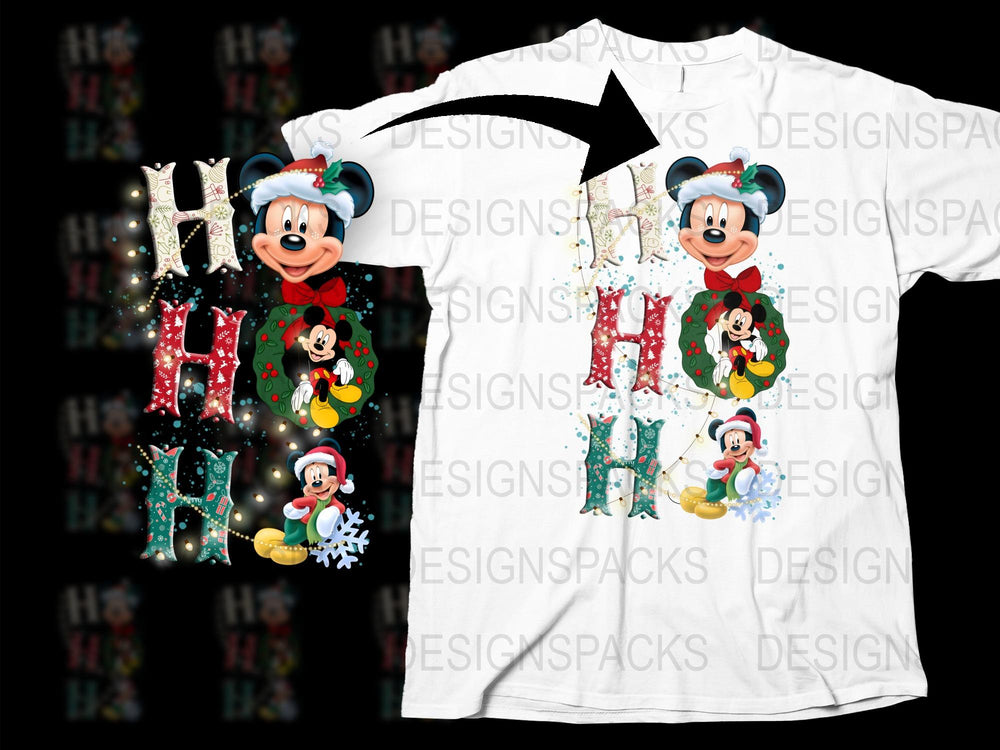 Festive Mickey Mouse Holiday T-Shirt, Christmas Cheer Graphic Tee, Disney Character Apparel