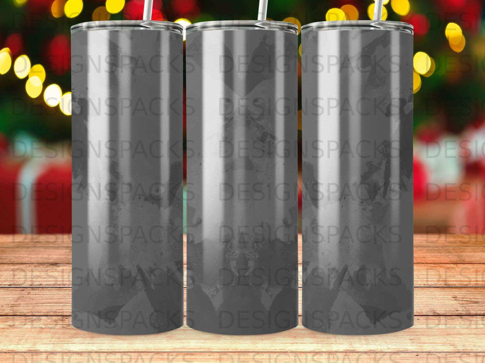 Three blank tumblers with a faint watercolor wash and watermarks.