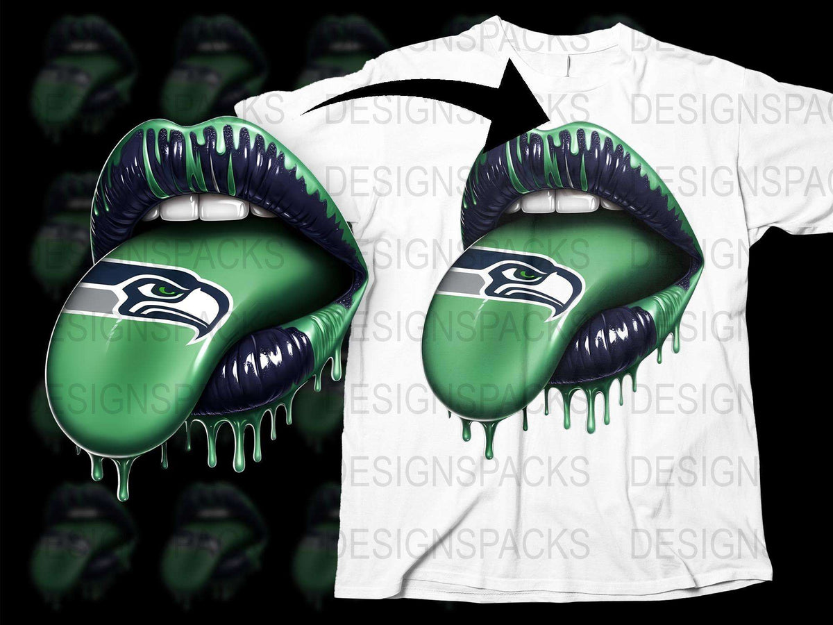 Seattle Seahawks Lips Tongue Out Football Team Logo Png Digital Download