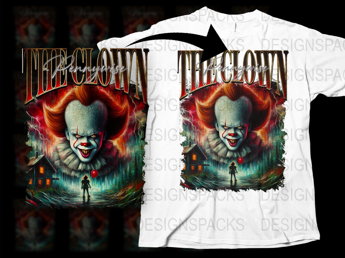 Horror Clown T-Shirt, Scary Movie Fan Apparel, Unique Graphic Tee, Unisex Adult Clothing