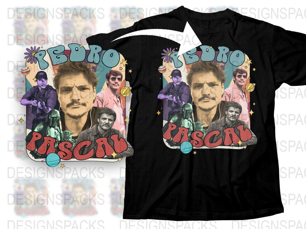 Retro Pedro Pascal Graphic T-Shirt, Vintage Style Pop Culture Tee, Unisex Fashion Top, TV Show Inspired Design