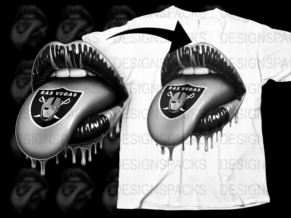 Unique Las Vegas Lip Design T-Shirt, Silver Dripping Graphic, Fashion Streetwear Tee, Unisex Adult Clothing