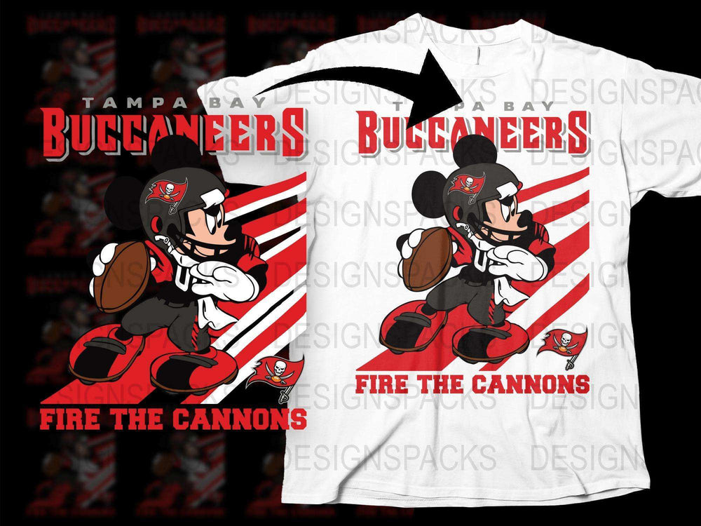 Tampa Bay Buccaneers Mickey Mouse T-Shirt, Fire The Cannons Graphic Tee, Disney Sports Fan Apparel, NFL Team Shirt
