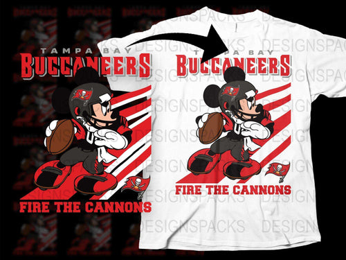 Tampa Bay Buccaneers Mickey Mouse T-Shirt, Fire The Cannons Graphic Tee, Disney Sports Fan Apparel, NFL Team Shirt