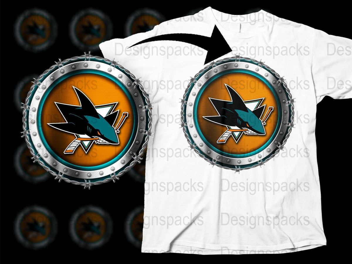 San Jose Sharks Inspired T-Shirt, Navy and Teal Sports Logo, Casual Fan Apparel, Unisex Graphic Tee