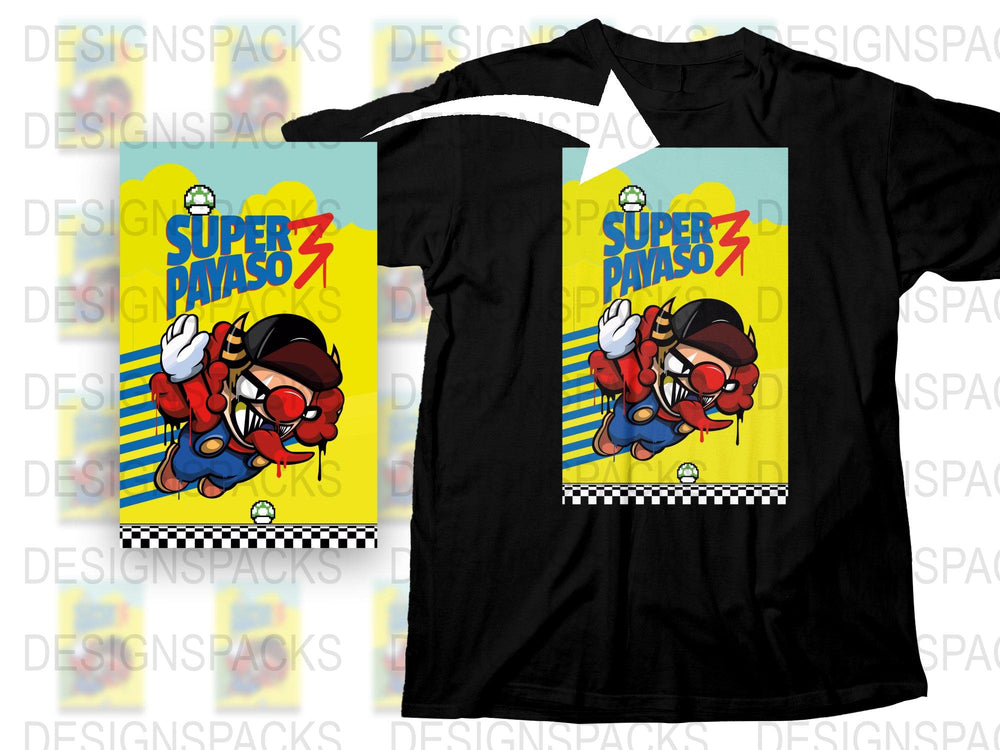 Super Payaso Comic Style T-Shirt, Colorful Graphic Tee, Fun Cartoon Character Shirt, Vibrant Pop Art Design, Unisex Fashion