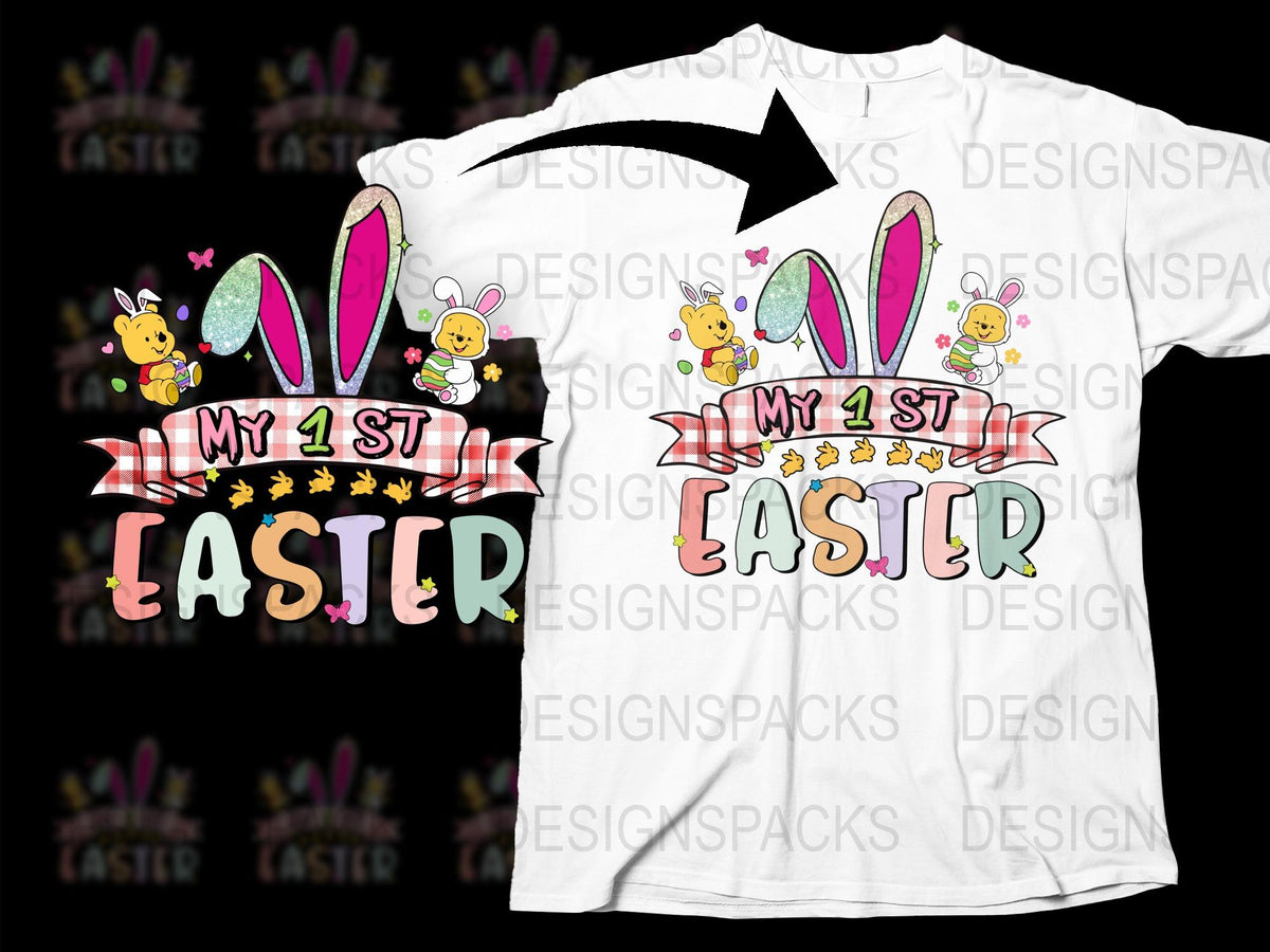 My 1st Easter T-Shirt, Cute Bunny and Eggs, Baby's First Easter, Toddler Spring Holiday Outfit, Festive Kids Tee