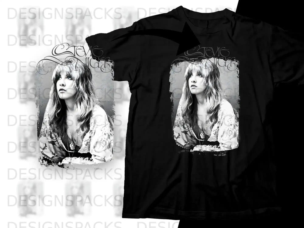 Black t-shirt with Stevie Nicks portrait and "Stevie" text.