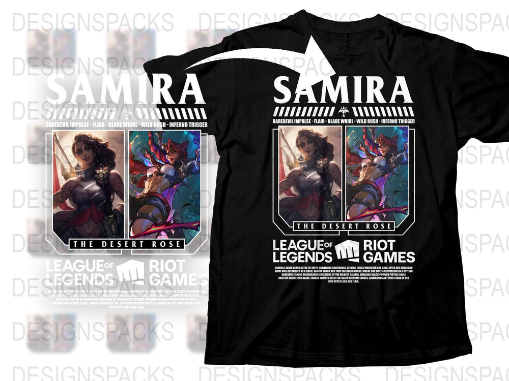 League of Legends Samira T-Shirt, The Desert Rose Graphic Tee, Riot Games Merchandise, Gamer Apparel