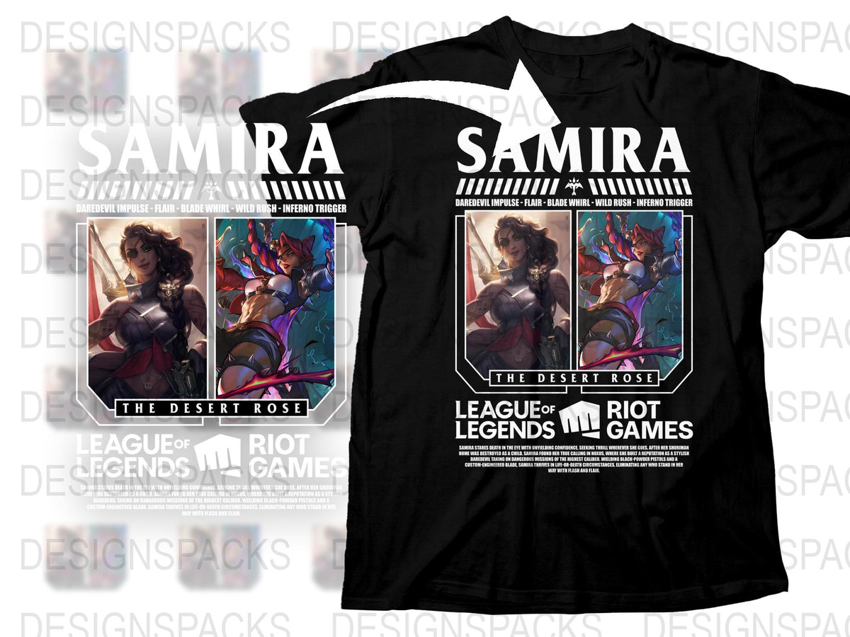 League of Legends Samira T-Shirt, The Desert Rose Graphic Tee, Riot Games Merchandise, Gamer Apparel