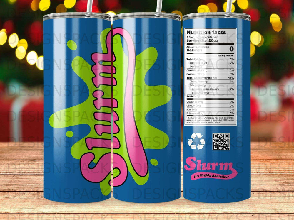 Tumbler with "Sturm" logo and nutrition facts label.