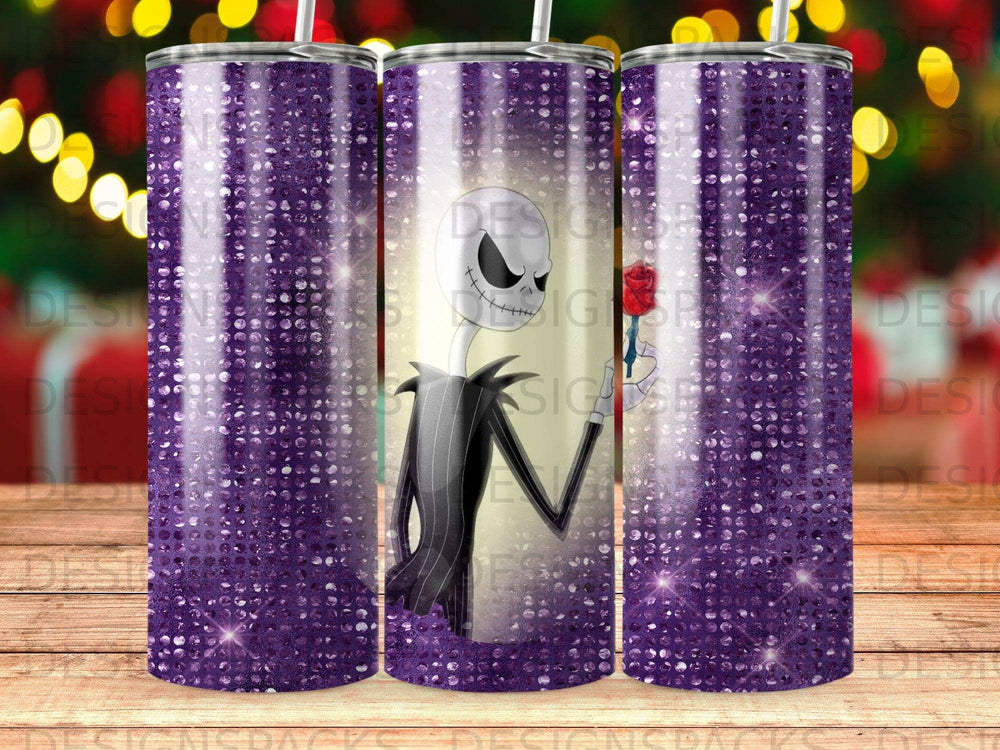 Jack Skellington in a glittery purple tumbler design.