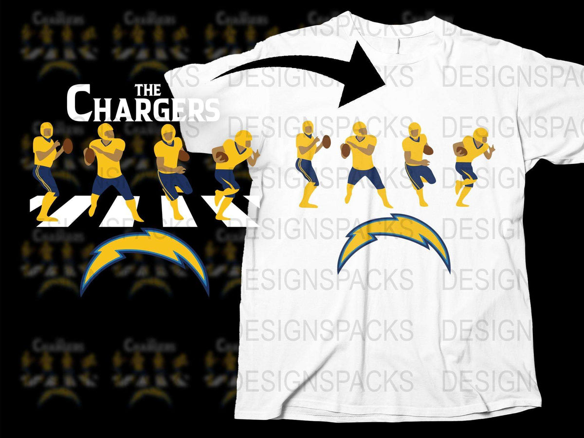 Chargers Themed T-Shirt, Bold Yellow Graphics, Athletic Casual Wear, Football Fan Apparel