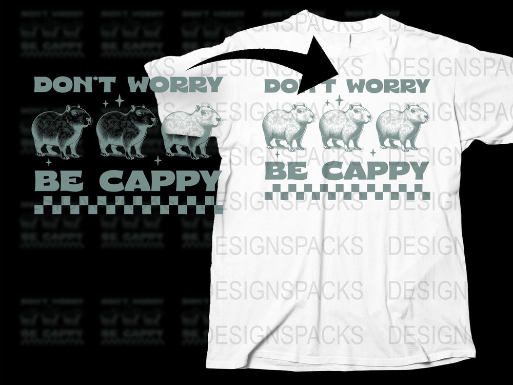 Don't Worry Be Cappy Sheep Graphic T-Shirt, Funny Animal Pun Tee, Unisex Cotton Shirt, Unique Gift Idea