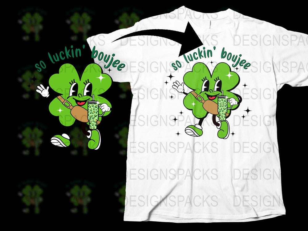 Lucky Clover Character T-Shirt, Fun St. Patrick's Day Tee, Unisex Graphic Shirt, Novelty Irish Top, Casual Wear