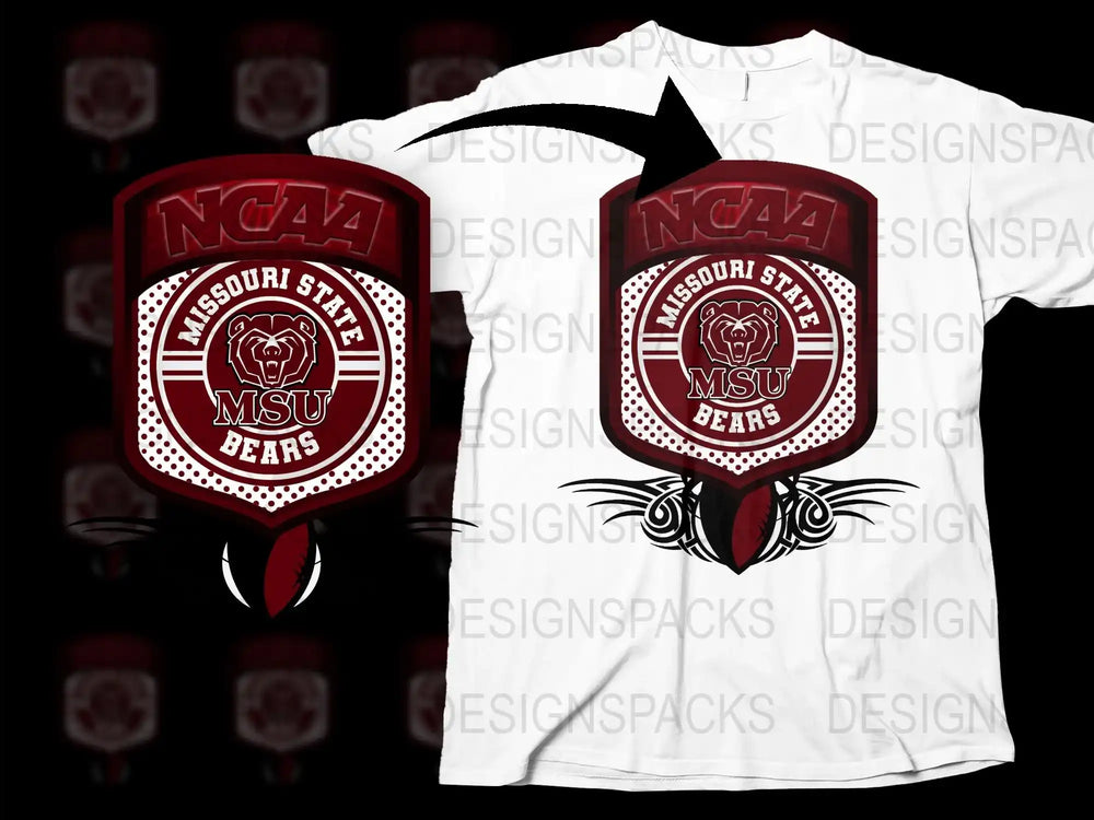 Missouri State University MSU Bears NCAA Team Logo T-Shirt, Red and White Graphic Tee