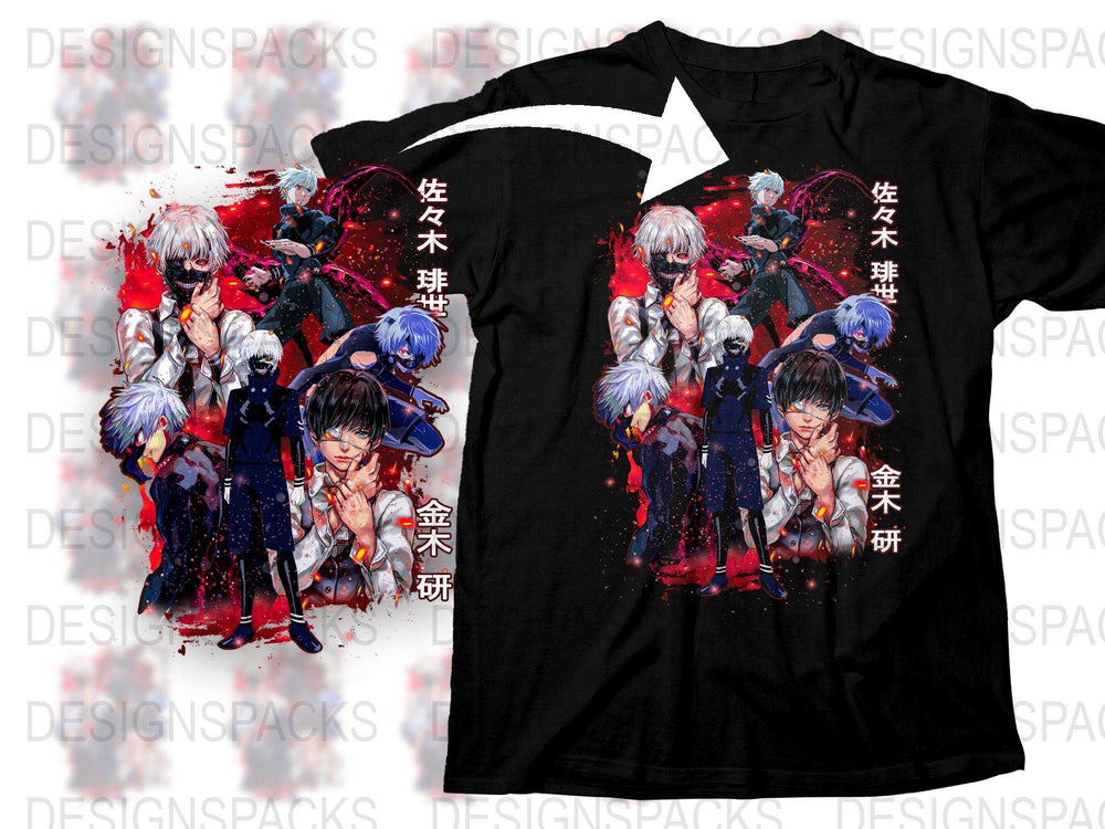 Anime Graphic T-Shirt, Red and White Samurai Design, Japanese Text, Unisex Cotton Tee, Stylish Streetwear, Vibrant Colors