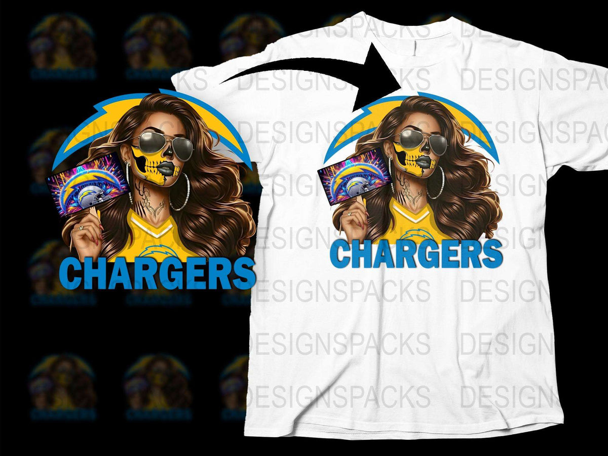 Chargers Fan T-Shirt, Cool Lion with Sunglasses Team Spirit Apparel, Stylish Graphic Tee for Sports Fans