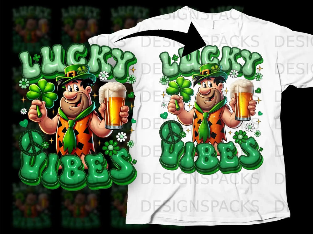 Lucky Vibes Cartoon Character Beer Shamrock product type