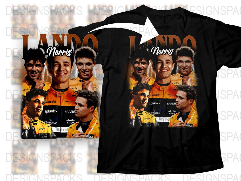 Lando Norris F1 Racing Graphic T-Shirt, Vintage Style Motorsport Tee, Unisex Formula One Fan Apparel