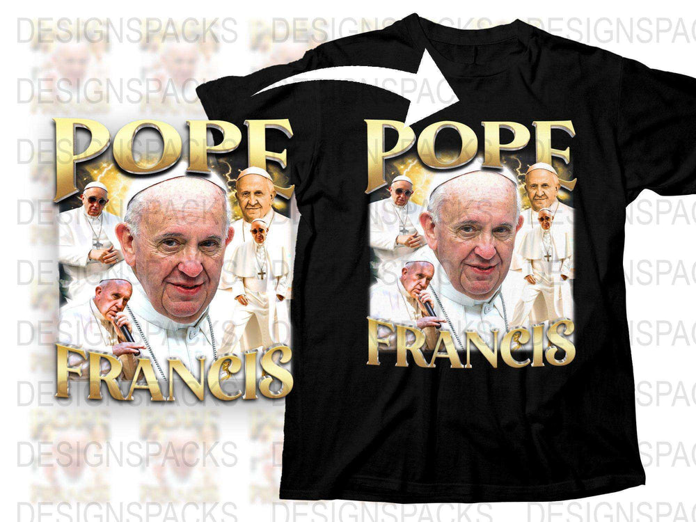 Pope Francis Graphic T-Shirt, Religious Leader Black Tee, Devotional Catholic Church Merchandise, Spiritual Gift Idea