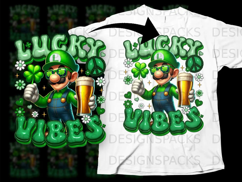 Lucky Vibes St Patricks Day Green Luigi Shamrock Beer product type