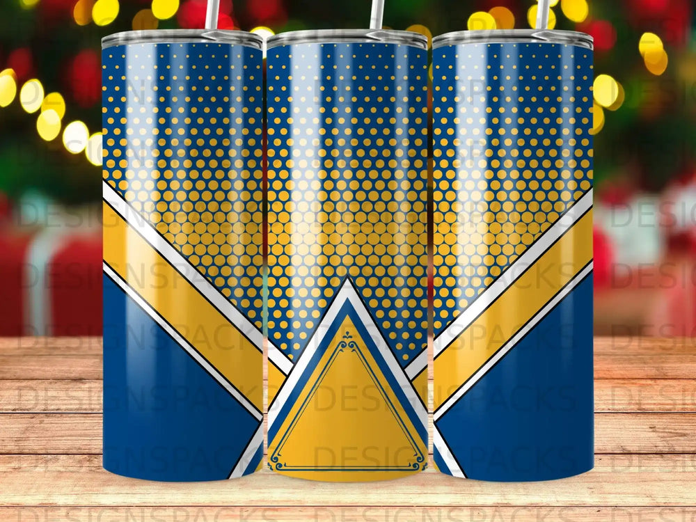 Blue Yellow Dot Triangle Pattern Tumbler product type