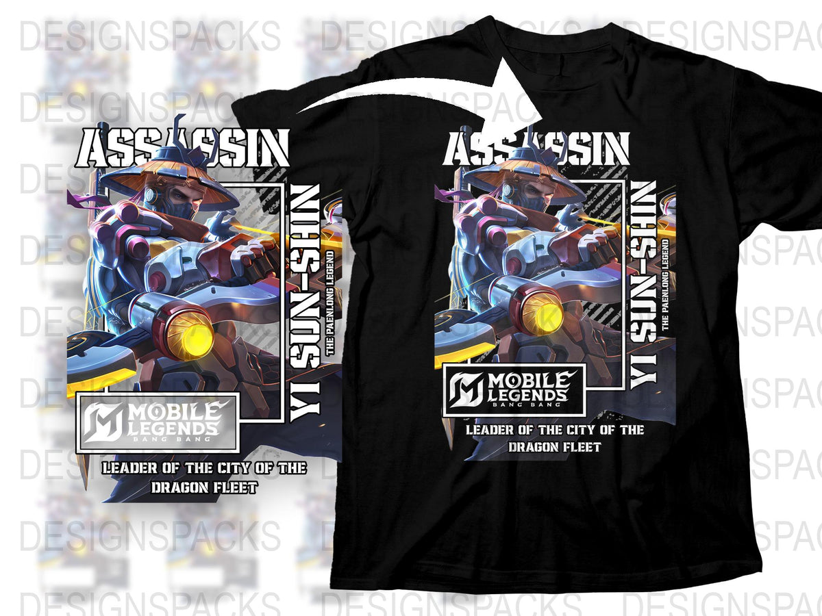 Mobile Legends Assassin Graphic T-Shirt, Men's Gaming Tee, Leader of the City Dragon Fleet Design