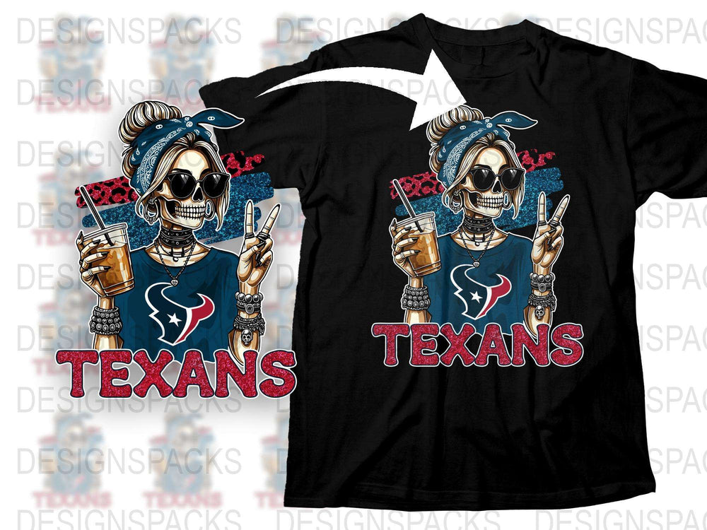 Trendy Skull Graphic T-Shirt, Cool Texan Fan Apparel, Edgy Fashion Top, Unique Skull Design Tee