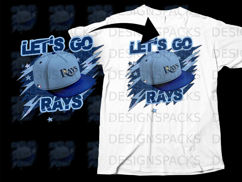 Let's Go Rays Baseball Cap Graphic White T-Shirt