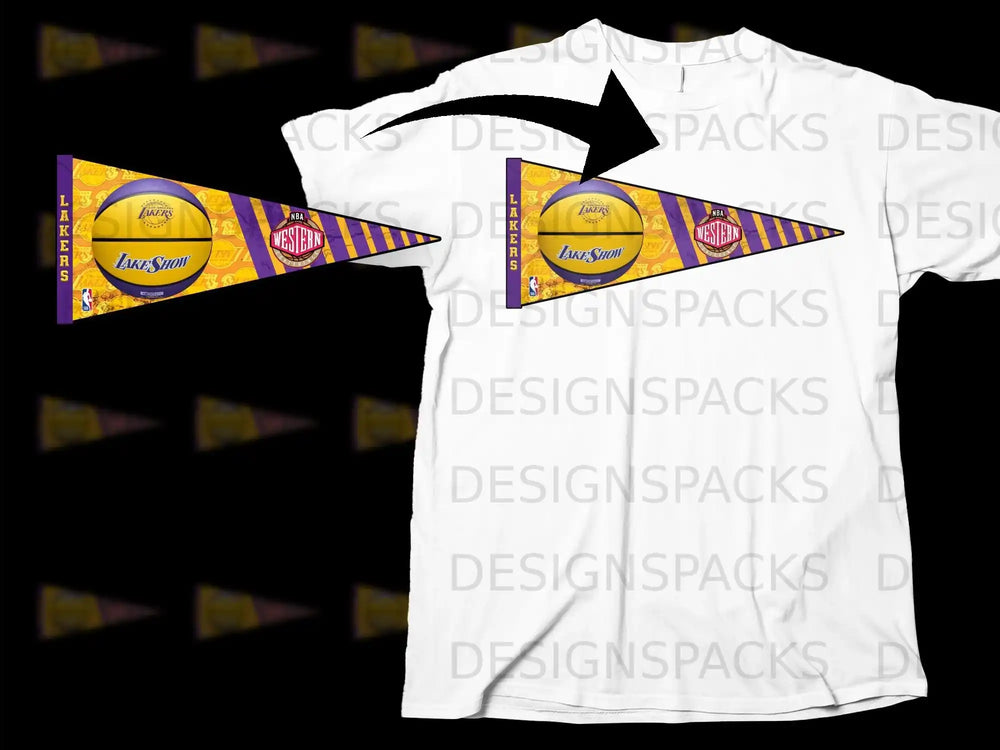 Lakers Lake Show NBA Western Pennant Design T-shirt