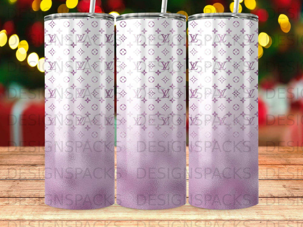 White Purple Ombre Monogram Pattern Tumbler product type