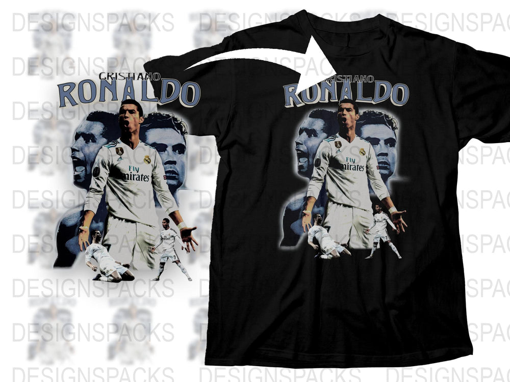 Cristiano Ronaldo Graphic T-Shirt, Football Star Printed Tee, Sports Fan Apparel, Soccer Player Shirt Design, Casual Wear