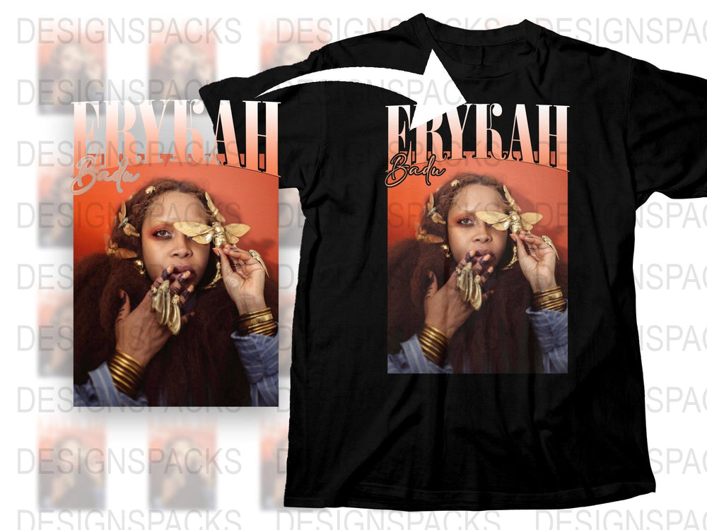 Erykah Badu Inspired Graphic T-Shirt, Vintage Style Music Artist Tee, Hip Hop Soul Fashion, Unique Gift Idea