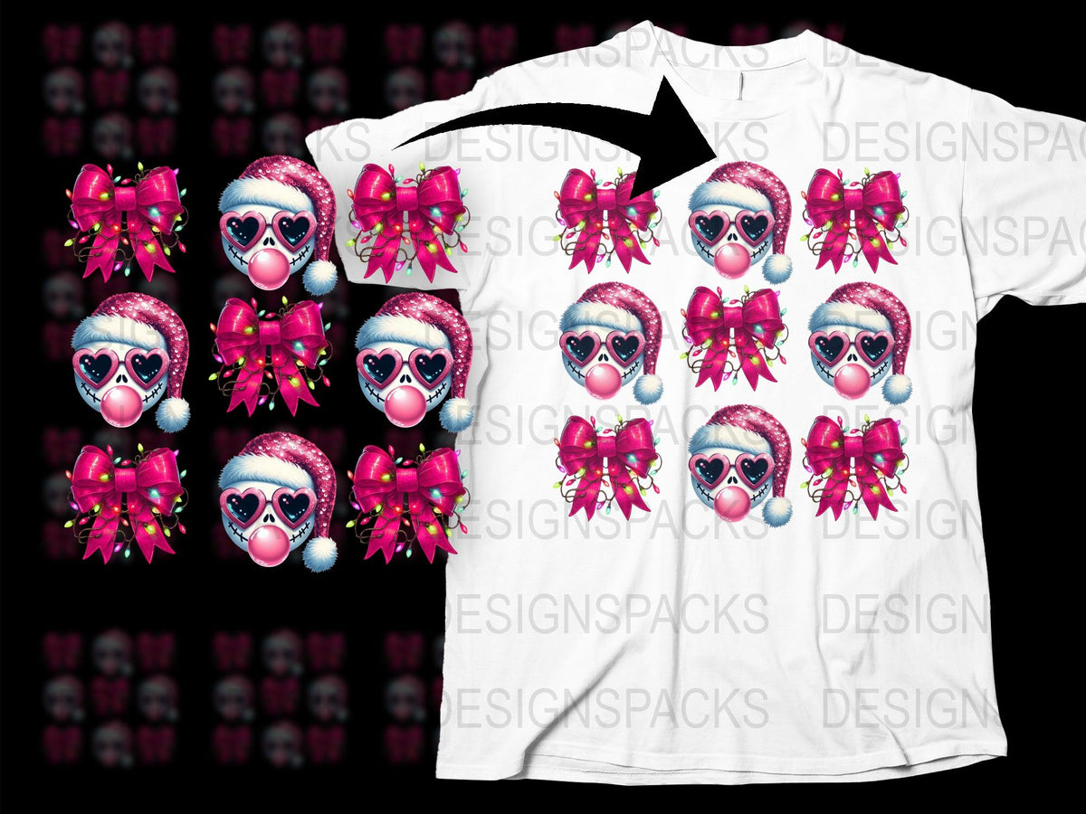 Unique Clown Face Christmas T-Shirt, Festive Holiday Tee with Colorful Bows, Unisex Winter Apparel