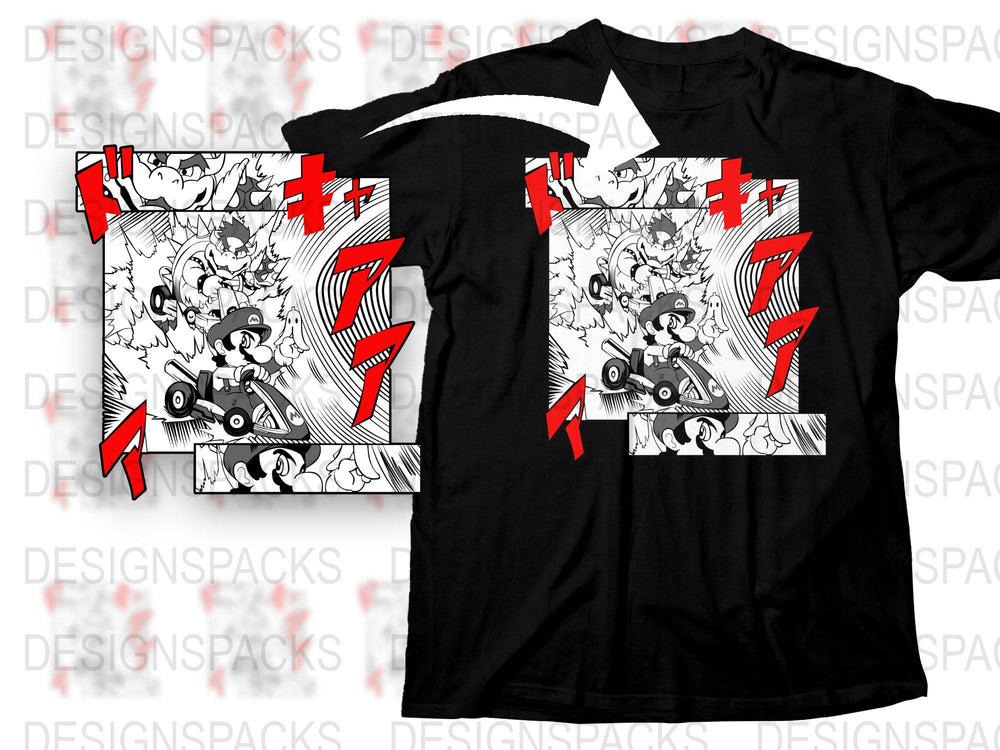 Anime Manga Graphic T-Shirt, Stylish Black Tee, Japanese Culture Inspired, Casual Wear, Bold Red Accents
