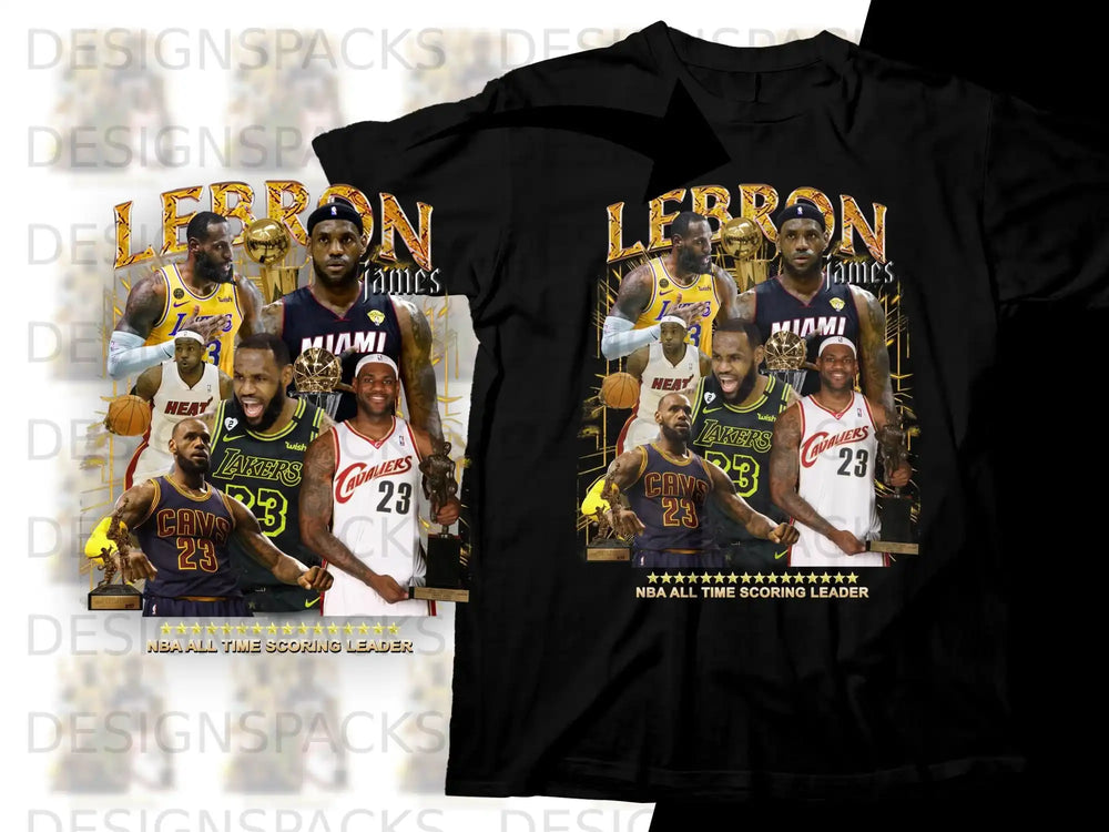 LeBron James t-shirt design celebrating NBA All-Time Scoring Leader status.