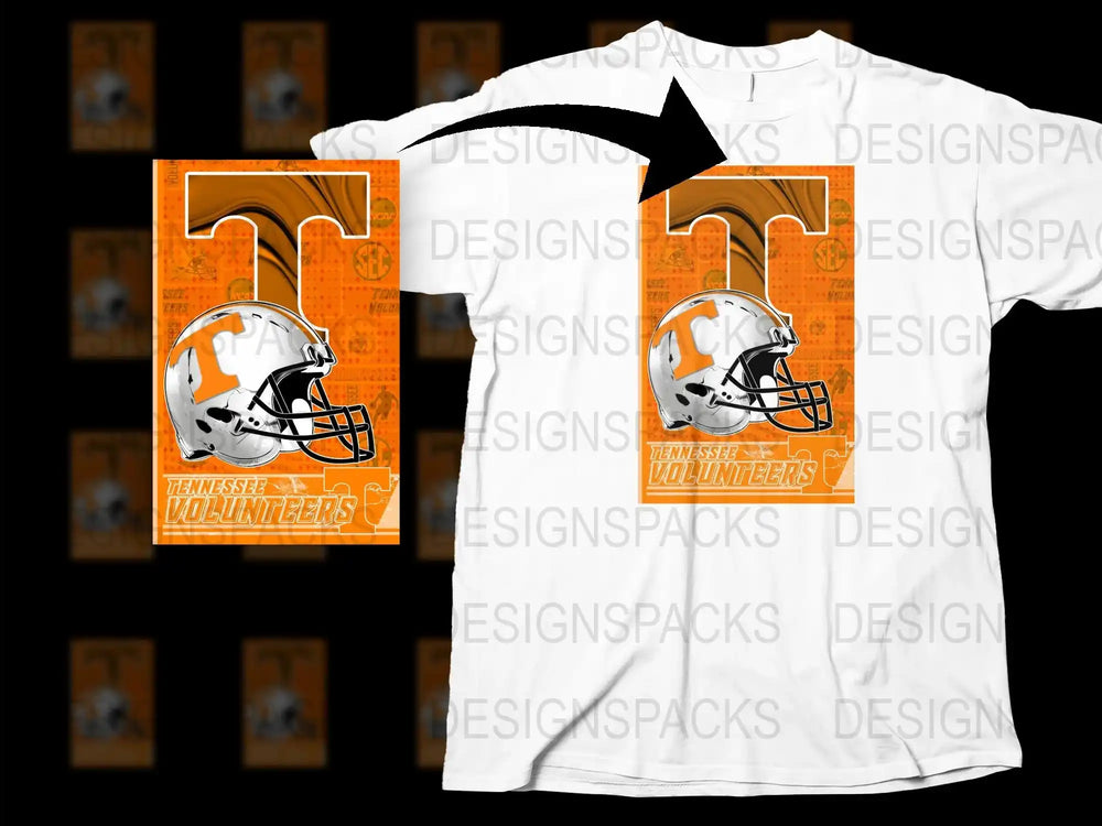 Tennessee Volunteers Football T-Shirt, White Orange Sports Fan Gear, Collegiate Team Apparel, Unique Graphic Tee Design