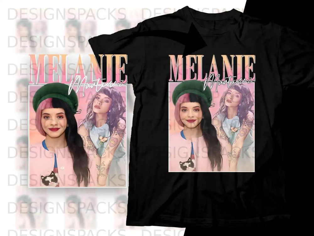 Melanie Martinez T-shirt featuring a portrait of the singer and her name.