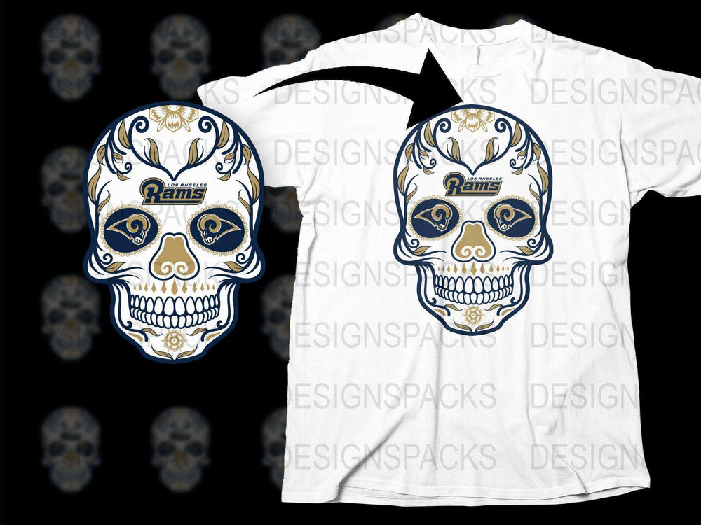 Men's Graphic T-Shirt, Rams Skull Design, Bold Blue and White, Casual Streetwear, Unique Fashion Top, Cool Skull Apparel