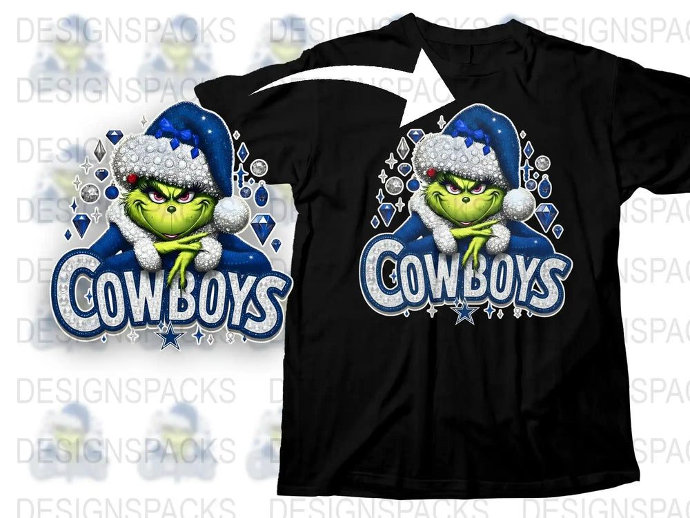 Dallas Cowboys Grinch T-Shirt, Funny NFL Team Fan Apparel, Winter Holiday Sports Tee Gift