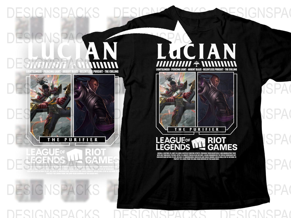 League of Legends Lucian T-Shirt, The Purifier Graphic Tee, Gamer Clothing, Riot Games Merchandise