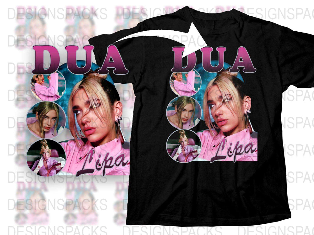 Dua Lipa Fan T-Shirt, Pop Music Celebrity Graphic Tee, Stylish Women's Black Shirt, Gift for Music Lovers