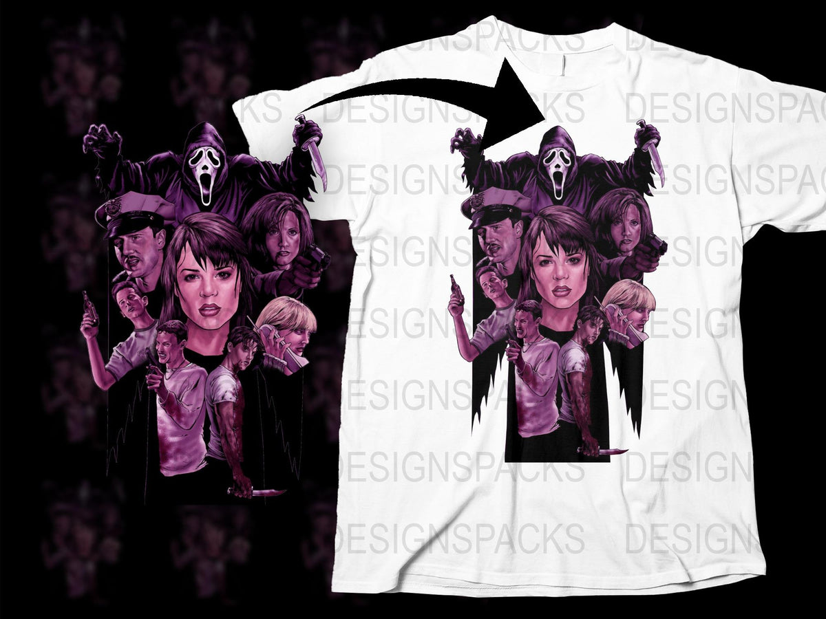 Scream Movie Inspired Graphic T-Shirt, Horror Film Fan Art Tee, Unique Ghostface Design, Unisex Fashion