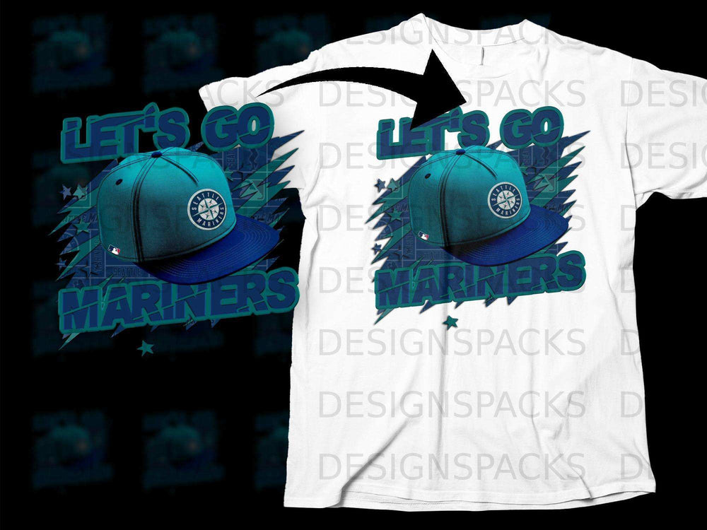 Let's Go Mariners Baseball Cap Graphic T-Shirt