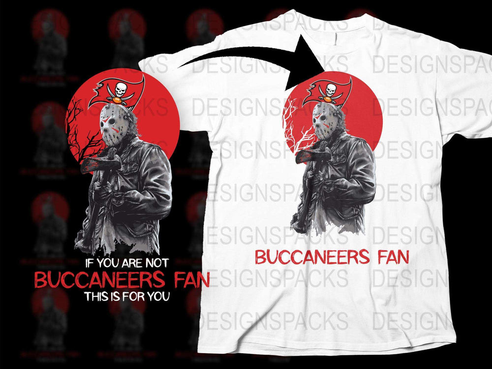 Buccaneers Fan Horror Theme T-Shirt Red and Black Graphic Tee Unique Gift